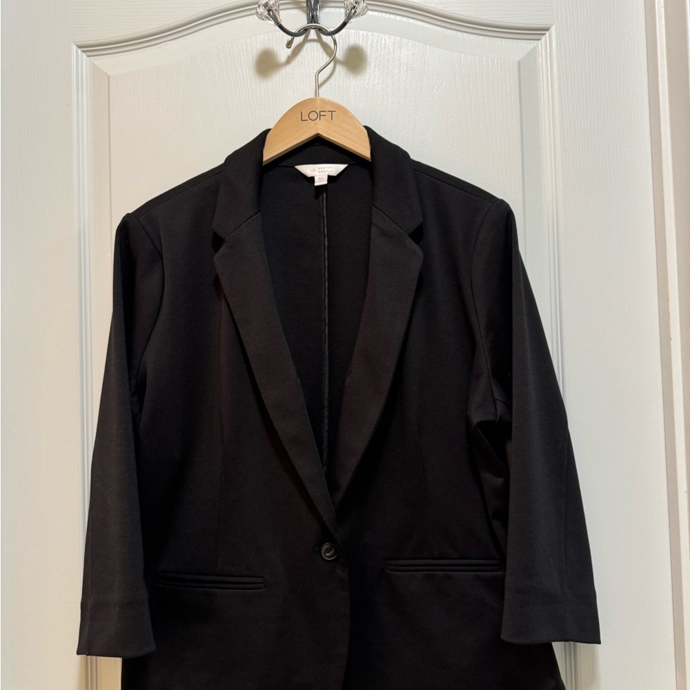 LC Lauren Conrad Black Women's Single-Button Blazer